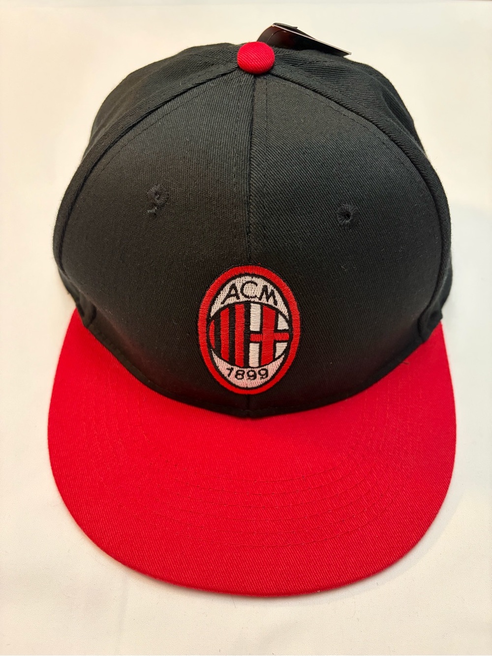 AC Milan Fan Ink Black Red Snapback Hat Official Licensed NWT